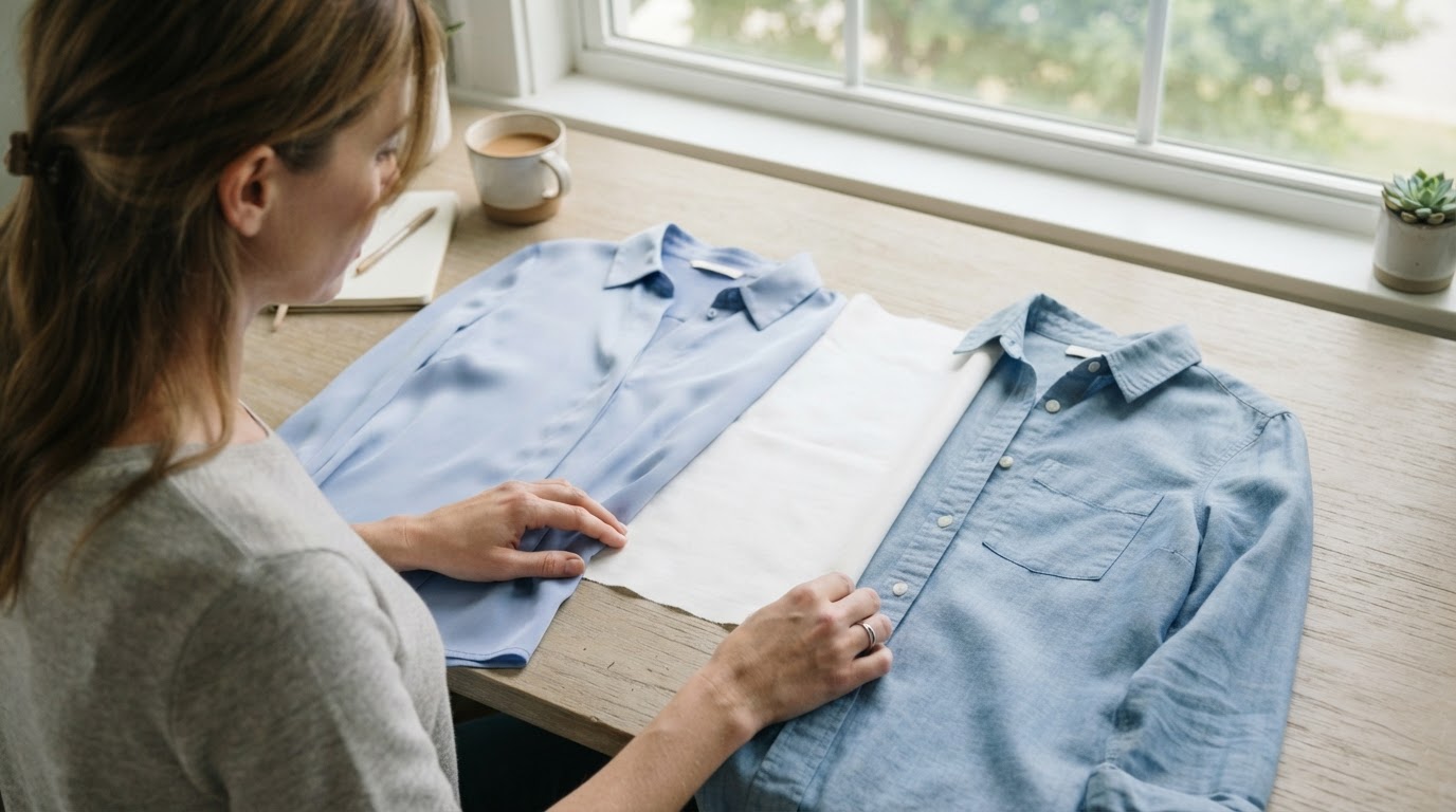 Light Summer Palette Work Outfits: Pastel Blue and Lavender Formulas