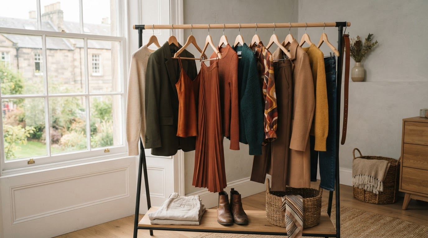 Editorial illustration for shop clothes by color season.