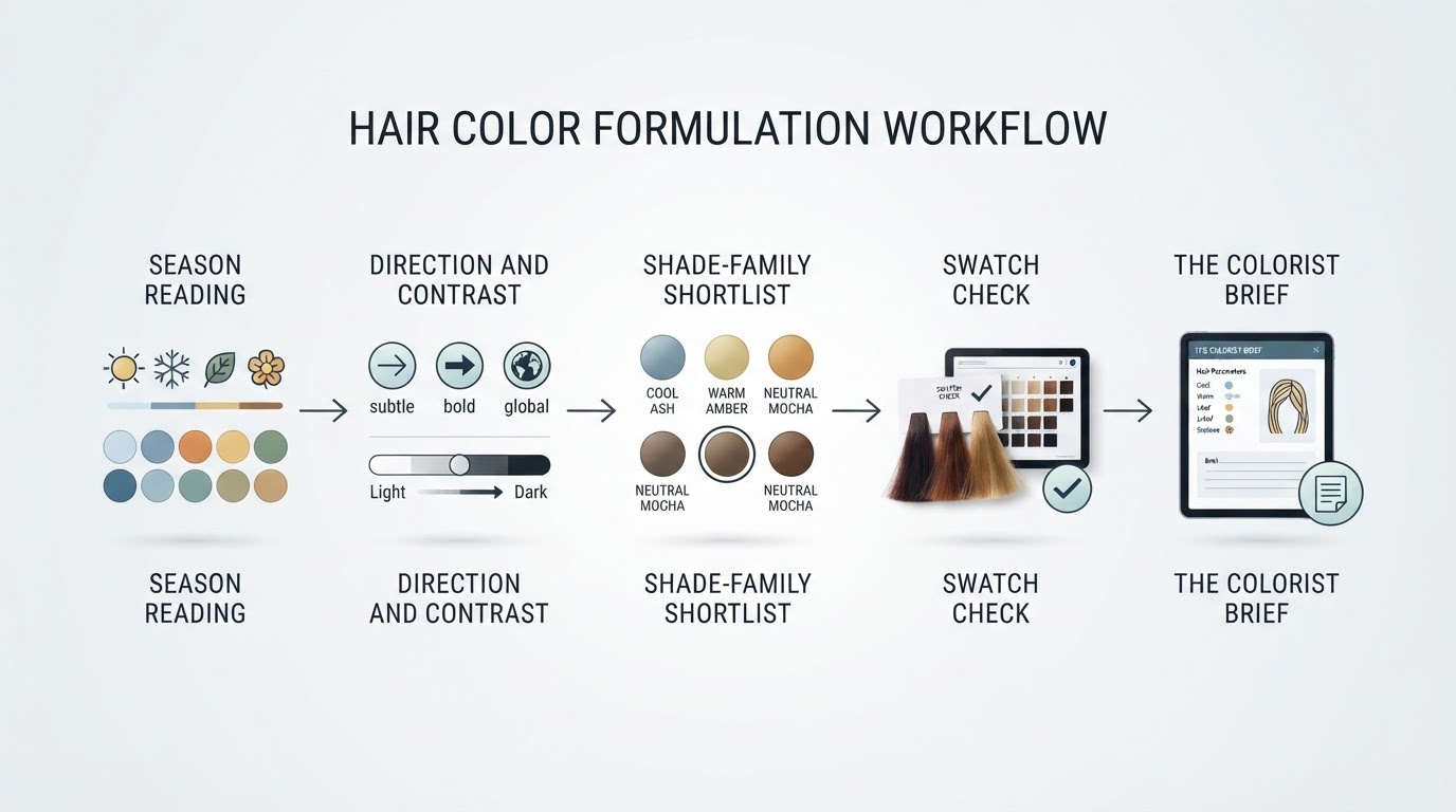 Workflow diagram for hair colors.